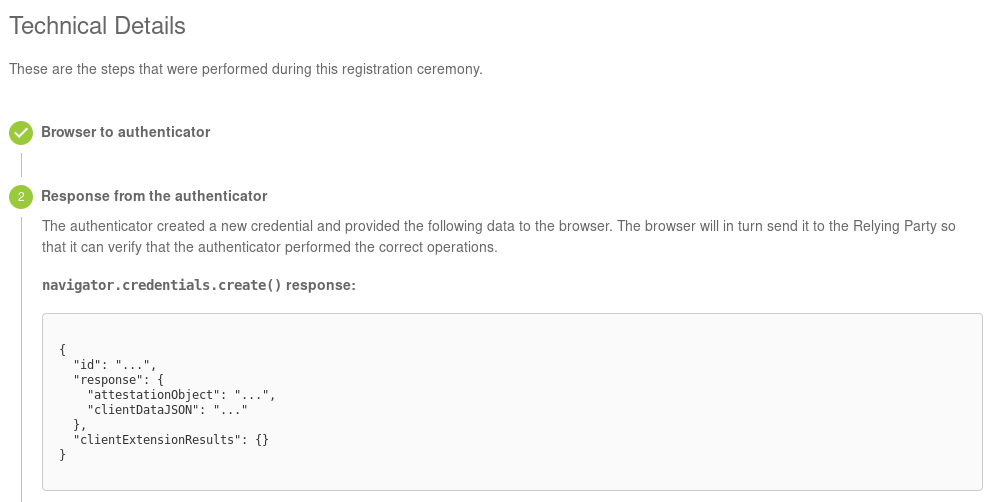 WebAuthn response